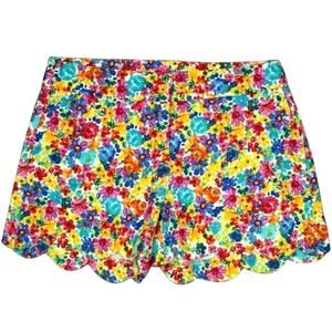 Attyre New York Scalloped Shorts Size 4 Bright Multicolor Floral Print Pockets